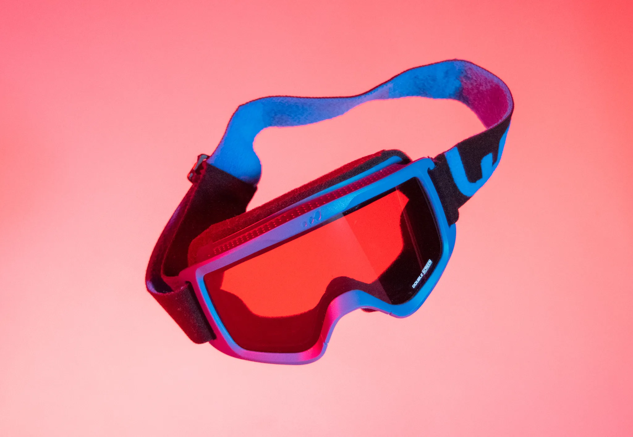 The goggles under blue and magenta gel lighting