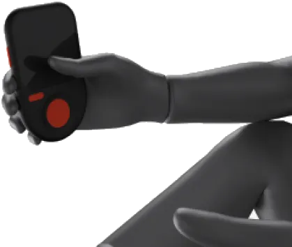 A hand holding the remote to start a workout