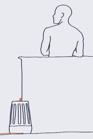 Line sketch of a person relaxing by the pool